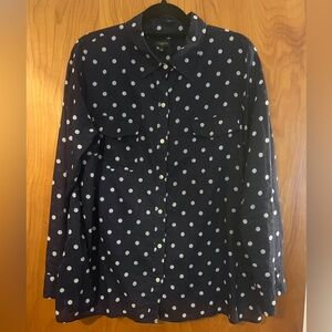 Talbots navy polka dot blouse. EUC